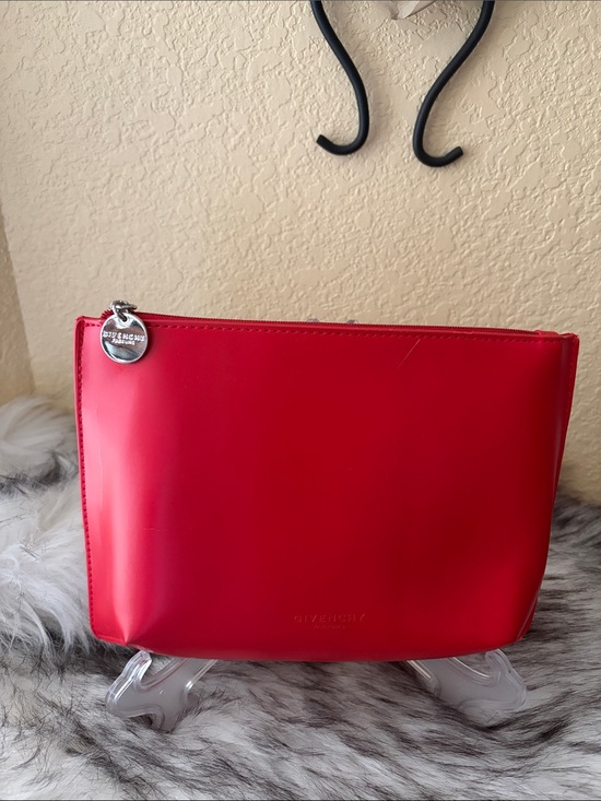 Givenchy parfumes Handbags - Givenchy parfums Bright Red Faux Leather Cosmetic Pouch & Marie Claire eyeliner